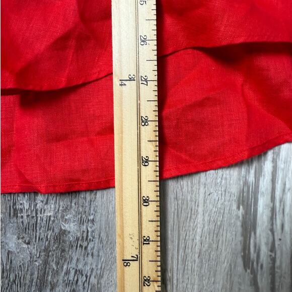 Lauren Ralph Lauren Red Linen Blend Front Tie Blouse Women’s XXL Short Sleeve - Picture 8 of 8